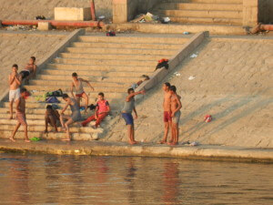 kids swim in Nile